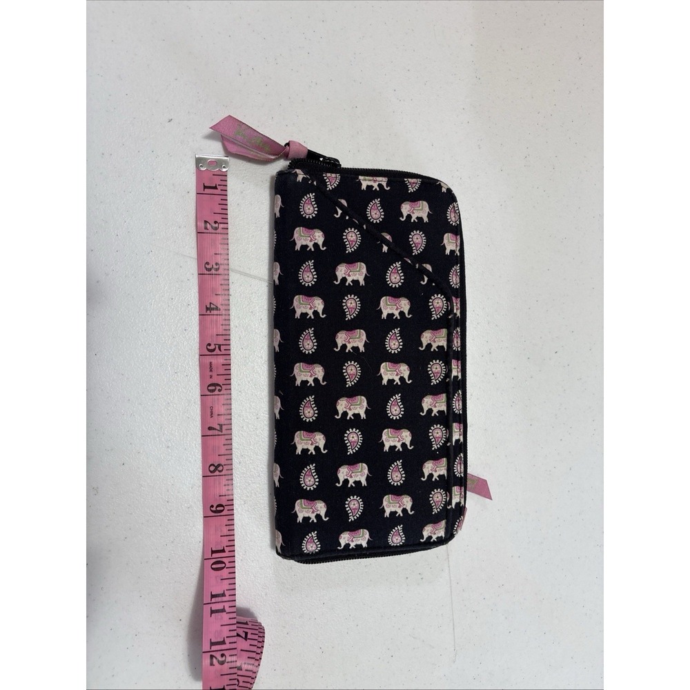 Vera Bradley Passport ID Holder Case‎ Black with Pink Elephants Retired Pattern